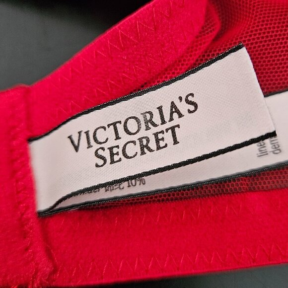 Victoria's Secret Sexy Red Lace Overlay Lined Demi Underwire Bra 36DDD - Picture 5 of 11
